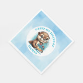 Serviette En Papier Premier anniversaire du garçon à thème Otter Perso (Coin)
