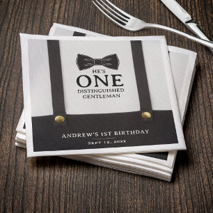 Serviette En Papier Premier anniversaire d'un garçon distingué