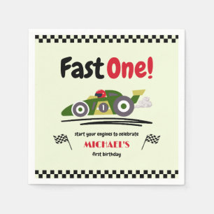 Serviette En Papier Premier anniversaire Fast One Green Race Car