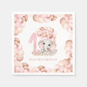 Serviette En Papier Premier anniversaire fille mignonne éléphant ballo