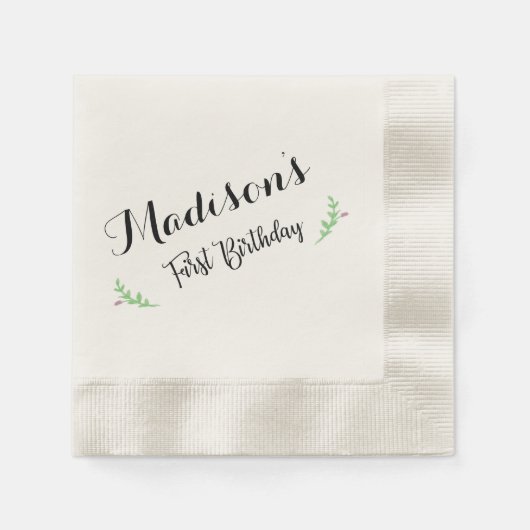 Serviette En Papier Premier anniversaire Floral Napkin (Devant)