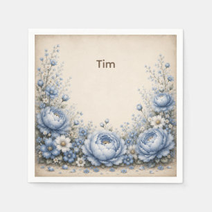 Serviette En Papier Premier anniversaire floral One Little Friend