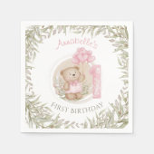 Serviette En Papier Premier Anniversaire Mignonne Teddy Bear Ballons C (Devant)