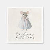 Serviette En Papier Premier Anniversaire Mouse Whimsical Victorian Ann (Devant)