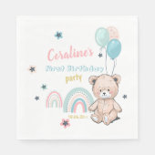 Serviette En Papier Premier Anniversaire Papier Napkin avec un ours en (Devant)