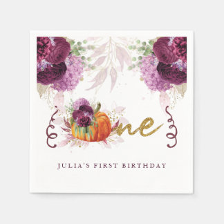 Serviette En Papier Premier anniversaire Personnalisé Automne Citrouil