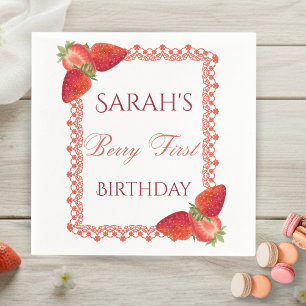 Serviette En Papier Premier anniversaire Red Lace Berry