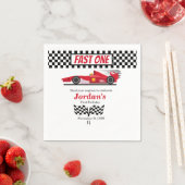 Serviette En Papier Premier Anniversaire Red Race Car Fast One (En situation)