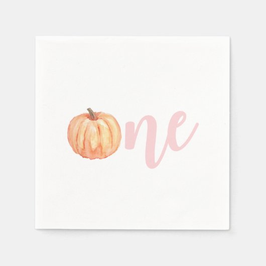 Serviette En Papier Premier anniversaire rose pastel petit Citrouille (Devant)
