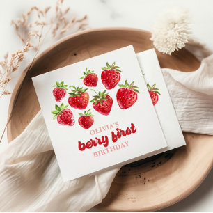 Serviette En Papier Premier anniversaire Strawberry Berry
