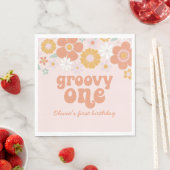 Serviette En Papier Premier anniversaire super un rétro Floral (En situation)