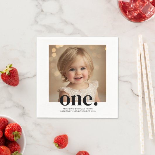 Serviette En Papier Premier Bithday Photo Acrylique Connexion Noir & B (En situation)