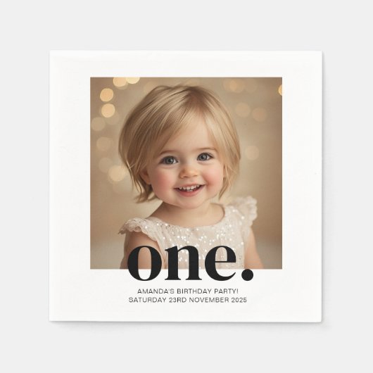 Serviette En Papier Premier Bithday Photo Acrylique Connexion Noir & B (Devant)