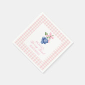 Serviette En Papier Premier bleuet à ruban rose Gingham (Coin)