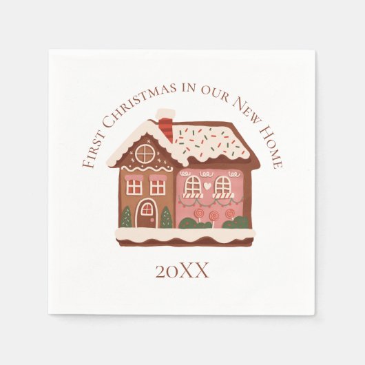 Serviette En Papier Premier Noël dans notre nouvelle maison Pingerie (Devant)