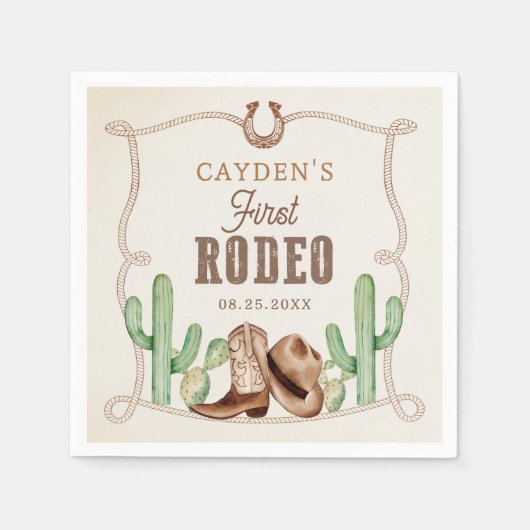 Serviette En Papier Premier Rodéo 1er Anniversaire Western Cowboy (Devant)