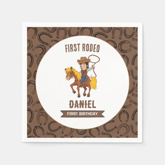 Serviette En Papier Premier Rodeo Cowboy 1er anniversaire (Devant)