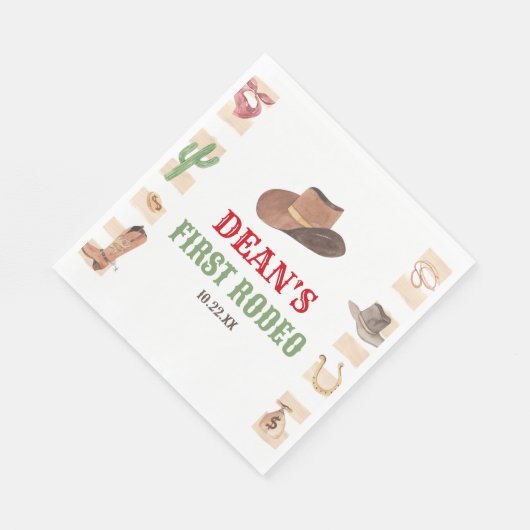 Serviette En Papier Premier Rodéo Cowboy 1ère fête d'anniversaire (Coin)