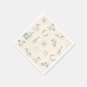 Serviette En Papier Premier Rodéo Cowboy Occidental Anniversaire Bleu  (Coin)