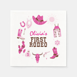 Serviette En Papier Premier Rodéo Cowboy Occidental Rose 1er Anniversa