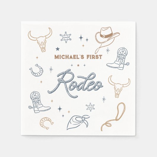 Serviette En Papier Premier Rodéo fête d'anniversaire (Devant)