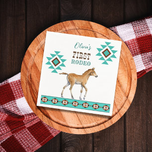Serviette En Papier Premier rodéo sud-ouest turquoise cheval de campag
