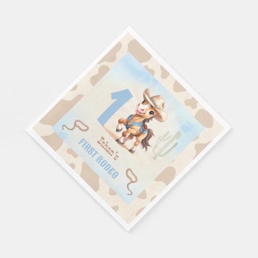 Serviette En Papier Premier Rodéo Western Cowboy Anniversaire Garçon N (Coin)