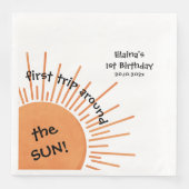 Serviette En Papier Premier Voyage Autour Du Soleil 1Er Anniversaire (Devant)