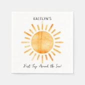 Serviette En Papier Premier Voyage Autour Du Soleil 1Er Anniversaire (Devant)