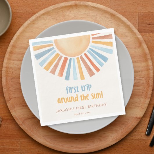 Serviette En Papier Premier voyage autour du soleil premier anniversai