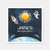 Serviette En Papier Premier Voyage Autour Du Thème Espace Soleil 1er A (Devant)