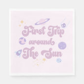 Serviette En Papier Premier Voyage Rose Autour Du Sun Space 1er Annive (Devant)