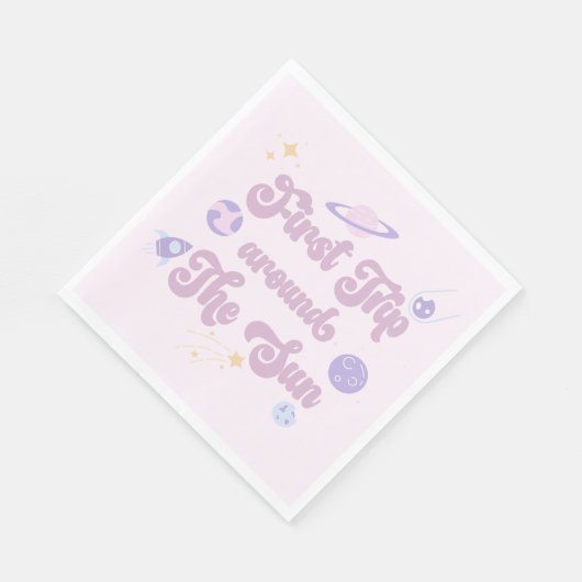 Serviette En Papier Premier Voyage Rose Autour Du Sun Space 1er Annive (Coin)