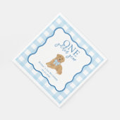 Serviette En Papier Première année dorée Gingham Bleu pour garçons (Coin)