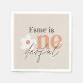 Serviette En Papier Première anniversaire marguerite boho rétro terrac (Devant)