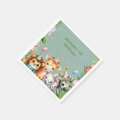 Serviette En Papier Première Anniversaire Safari animal sauvage une fl (Coin)