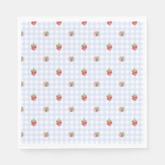 Serviette En Papier Première aquarelle de Preppy Berry Birthday Strawb (Devant)