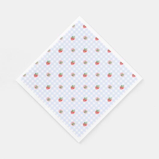 Serviette En Papier Première aquarelle de Preppy Berry Birthday Strawb (Coin)