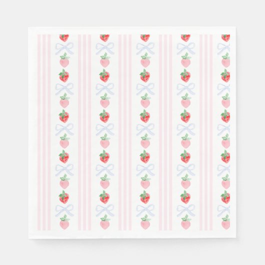 Serviette En Papier Première aquarelle de Preppy Berry Birthday Strawb (Devant)
