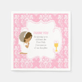 Serviette En Papier Première communion Africain-Américain rose Damask (Devant)