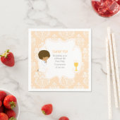 Serviette En Papier Première communion Afro-Américain Peach Damask (En situation)