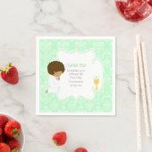 Serviette En Papier Première communion Afro-Américain Vert Damas (En situation)