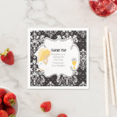 Serviette En Papier Première Communion Blonde Girl Black Damask (En situation)