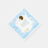 Serviette En Papier Première Communion Brunette Boy Blue Damask (Coin)