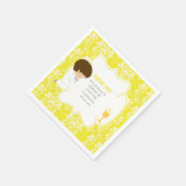 Serviette En Papier Première Communion Brunette Boy Yellow Damask (Coin)