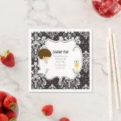Serviette En Papier Première Communion Brunette Garçon Noir Damask (En situation)