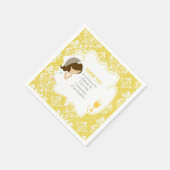 Serviette En Papier Première Communion Brunette Girl Gold Damask (Coin)