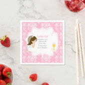 Serviette En Papier Première Communion Brunette Girl Rose Damask (En situation)