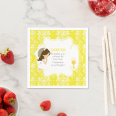 Serviette En Papier Première Communion Brunette Girl Yellow Damask (En situation)
