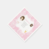 Serviette En Papier Première Communion Brunette Merci de fille cheveux (Coin)